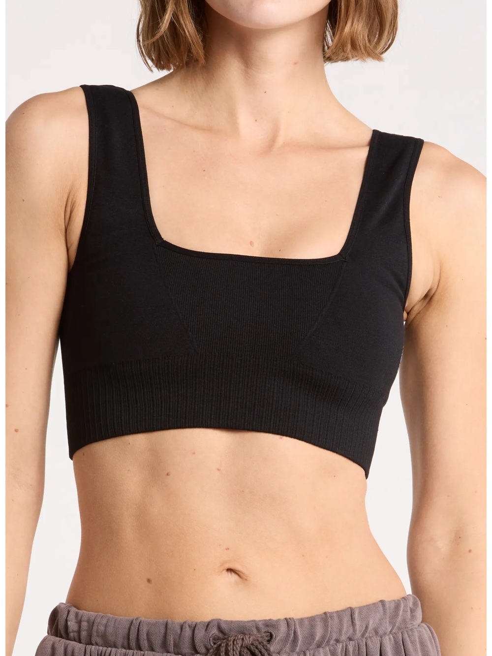 NWOT FP Movement by Free People Good Karma Square Neck Bra in Black